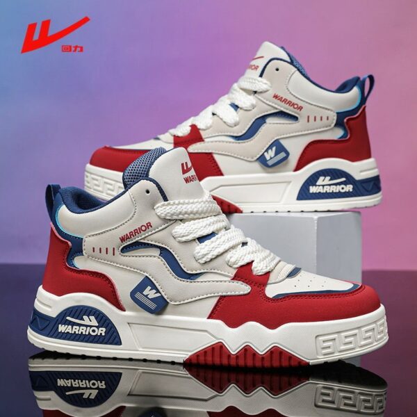 Warrior Jai Alai men’s synthetic leather mid-heel board shoes with anti-slip PVC sole Stylish men’s high-heeled board shoes with EVA foam cushioning